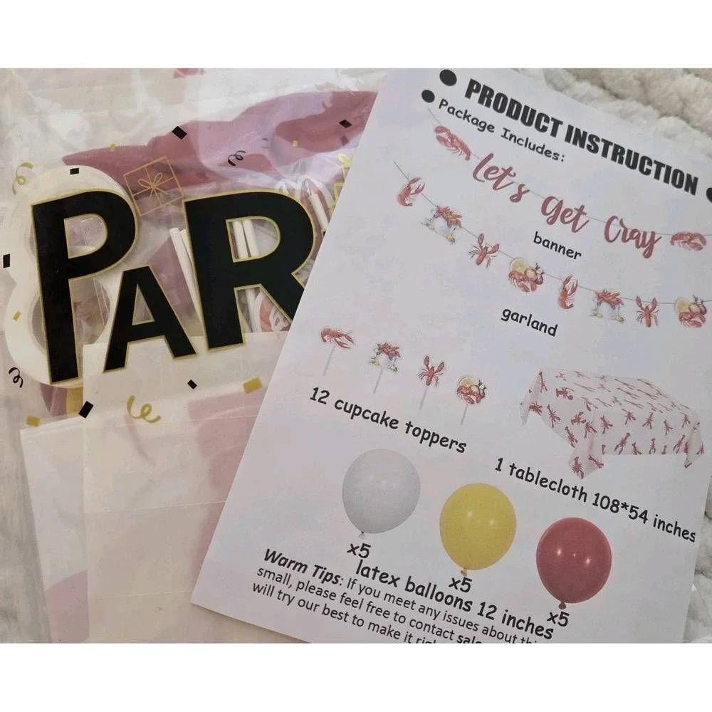 30 pcs Crawfish Boil Party Decorations Kit Lets Get Cray Banner Balloons Summer
